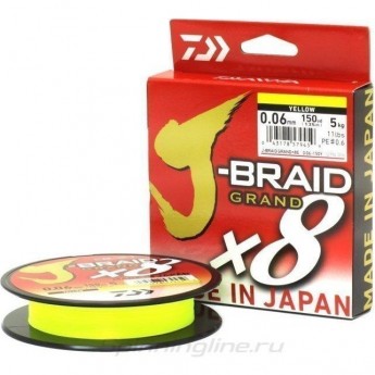Шнур DAIWA J-BRAID GRAND X8 135М 0,28ММ YELLOW
